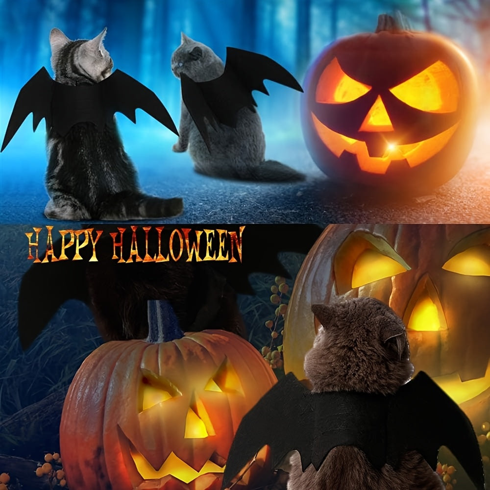 Pet Cat Bat Wings, Suitable for Halloween Party Decoration, Small Dog Collar Leash Role-Play Bat Costume, Cute Little Dog And Cat Clothing Accessories, Without Battery