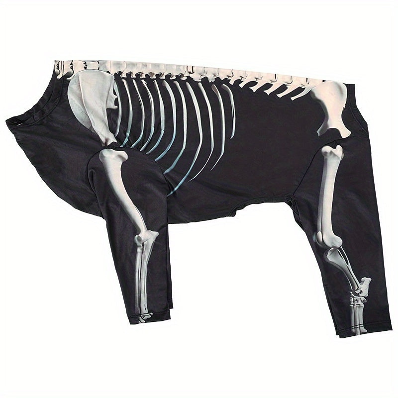 Spooky Skeleton Dog Costume - Full Skeleton Outfit Halloween Pet Costume with Easy Pants, for Small to Medium Dogs (XL/2XL/3XL) - Soft Stretchy Polyester for Halloween Parties, Photo Shoots & Casual Attire - Cute Pet Cosplay Outfit, Halloween Clothes, The