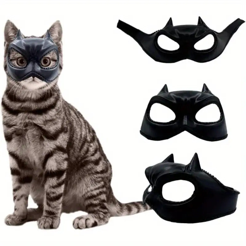 Cat Bat Mask - Adjustable Latex Cat Cosplay Hat for Halloween & Costume Parties, Soft, Comfortable & Lightweight Costume Accessory for Small Cats & Kittens Under 12 lbs | Pet Dress Up, Cute Animal Cosplay, Funny Pet Costume