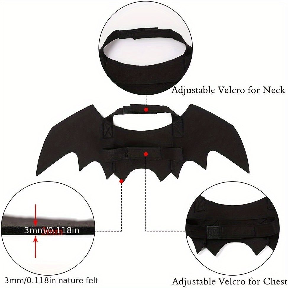 Pet Cat Bat Wings, Suitable for Halloween Party Decoration, Small Dog Collar Leash Role-Play Bat Costume, Cute Little Dog And Cat Clothing Accessories, Without Battery