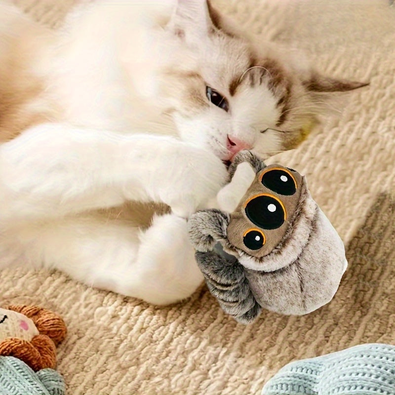 1 Plush Spider Cat Toy - Soft Chew-Resistant Polyester Interactive Pet Toy with Big Eyes, No Battery Needed for Aggressive Chewers, Relax & Training for Small/Medium Dogs & All Cats, Dog Chew Toy | Whimsical Pet Toy | Plush Construction