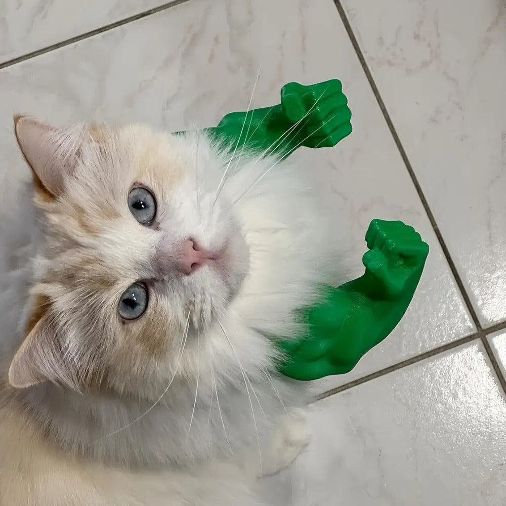 3D Printed Cat Muscle Arm Costume - Funny Giant Hand Pet Outfit, Superhero Cosplay & Halloween Costume For Cats | Pet Accessories & Giant Arm Clothing, Without Battery