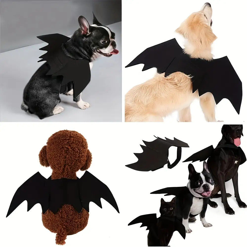 Pet Cat Bat Wings, Suitable for Halloween Party Decoration, Small Dog Collar Leash Role-Play Bat Costume, Cute Little Dog And Cat Clothing Accessories, Without Battery