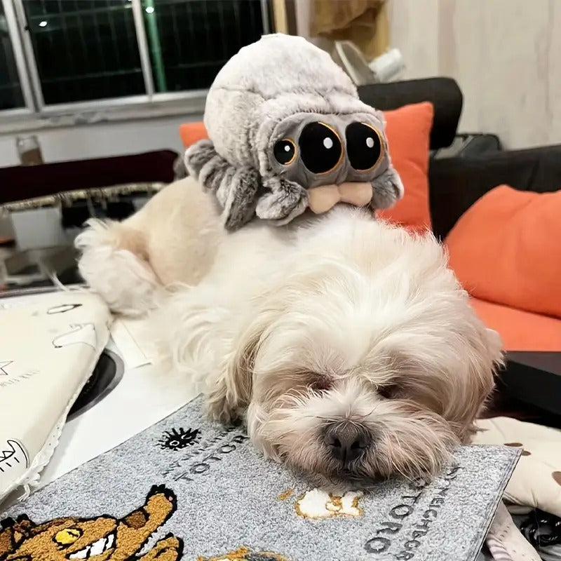 1 Plush Spider Cat Toy - Soft Chew-Resistant Polyester Interactive Pet Toy with Big Eyes, No Battery Needed for Aggressive Chewers, Relax & Training for Small/Medium Dogs & All Cats, Dog Chew Toy | Whimsical Pet Toy | Plush Construction