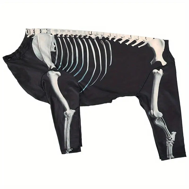 Spooky Skeleton Dog Costume - Full Skeleton Outfit Halloween Pet Costume with Easy Pants, for Small to Medium Dogs (XL/2XL/3XL) - Soft Stretchy Polyester for Halloween Parties, Photo Shoots & Casual Attire - Cute Pet Cosplay Outfit, Halloween Clothes, The