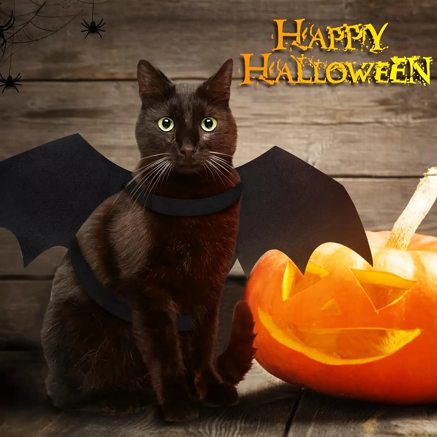 Pet Cat Bat Wings, Suitable for Halloween Party Decoration, Small Dog Collar Leash Role-Play Bat Costume, Cute Little Dog And Cat Clothing Accessories, Without Battery