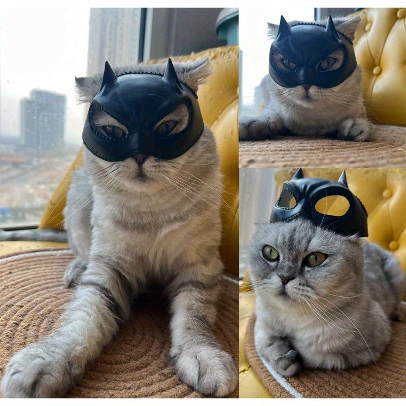 Cat Bat Mask - Adjustable Latex Cat Cosplay Hat for Halloween & Costume Parties, Soft, Comfortable & Lightweight Costume Accessory for Small Cats & Kittens Under 12 lbs | Pet Dress Up, Cute Animal Cosplay, Funny Pet Costume