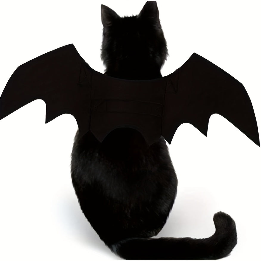 Pet Cat Bat Wings, Suitable for Halloween Party Decoration, Small Dog Collar Leash Role-Play Bat Costume, Cute Little Dog And Cat Clothing Accessories, Without Battery