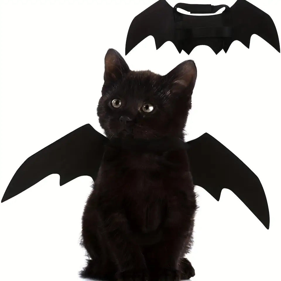 Pet Cat Bat Wings, Suitable for Halloween Party Decoration, Small Dog Collar Leash Role-Play Bat Costume, Cute Little Dog And Cat Clothing Accessories, Without Battery