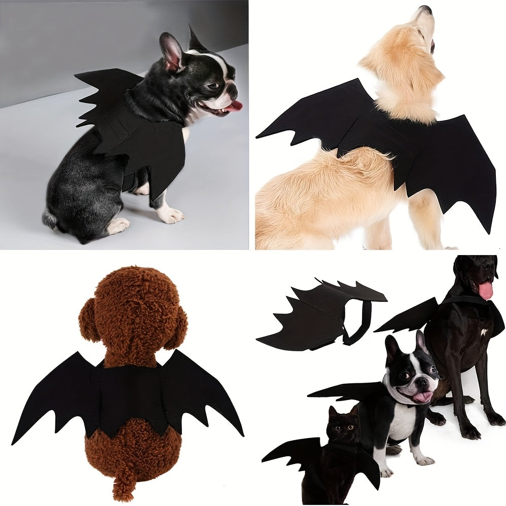 Pet Cat Bat Wings, Suitable for Halloween Party Decoration, Small Dog Collar Leash Role-Play Bat Costume, Cute Little Dog And Cat Clothing Accessories, Without Battery